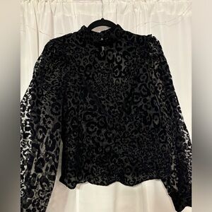 Zara Cheetah Pattern Blouse- Size M- Black